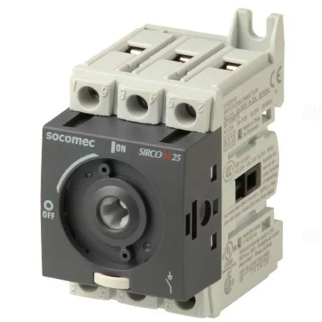 Interruptor de ruptura de carga Socomec universal Sirco M25, 25A 3p con mango giratorio azul