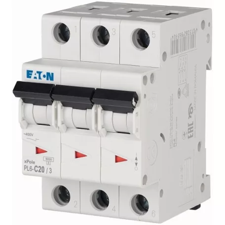 Miniature Circuit Breaker (MCB) 20A 3p 6kA C Eaton xPole