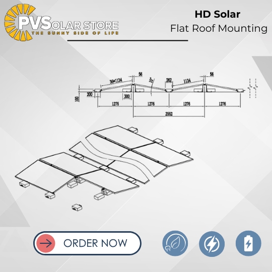 HD Solar Flat Roof Mounting Structure – East-West Oriented for Maximum Efficiency
