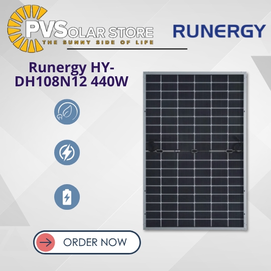 Runergy 440W N-Type Dual Glass Solar Panel – Now Available